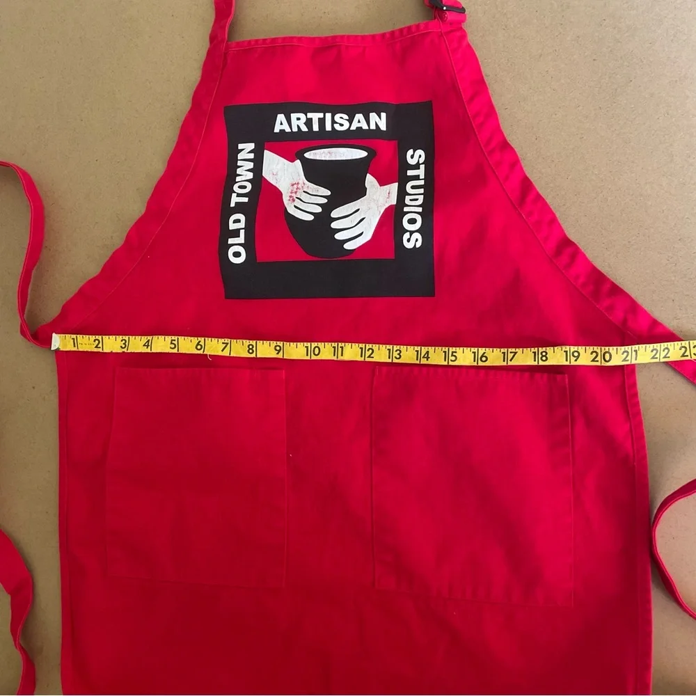 Red Artisan Old Town Art Studios Apron with Pockets